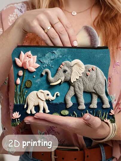 asian elephant print travel makeup bag Leather Funny African Wild Animals Makeup Pouch For Women With Zipper Portable Cosmetic Bags 8.3x3.6x5.3in : Beauty & Personal Care this clever bag lays flat to reveal her full routine Guana Quilted Wash Bag -