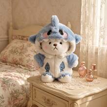 Muñeco de peluche de oso de peluche con disfraz de tiburón lindo de 11.02 pulgadas, un muñeco de peluche de oso de peluche con disfraz de tiburón azul suave y esponjoso, es un lindo regalo de cumpleaños y decoración de habitación, este es un regalo de cumpleaños muy adecuado para adolescentes, mujeres y entusiastas de los muñecos. - Multicolor - Ver 11