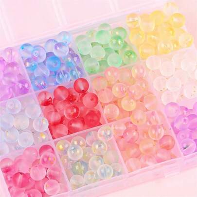 60pcs Frosted Gradient Glass Beads, Multi-Use Loose Round Beads For DIY Jewelry, Keychains, Home Decor Crafts