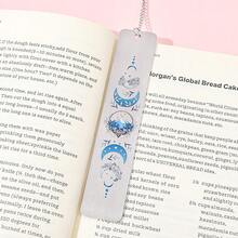 Romantic ACOTAR Mountain Moon Theme Stainless Steel Bookmark With Chain And Crescent Pendant, Colorful Mysterious Starry Sky Bookmark, Suitable For Book Lovers, Novel And Astrology Enthusiasts, Best Friend Gifts, Birthday Souvenirs, Graduation Gifts - One Size Fits All - View 8