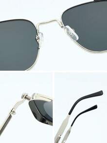 1pc Men Metal Square Frame Personalized Punk Delicate Modern Simple Style Fashion Glasses For Tropical Beach Vacay Outdoor Casual Activities Daily Life Driving Accessories - Multicolor - View 6