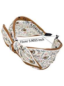 1pc Bohemian Style Random Floral Print Bow Headband, Wide Brim Hairband For Women, Fashion Versatile Headpiece, Mother's Day & Holiday Gift Hair Band Hair Hoop,Festival,Party - One Size - View 8