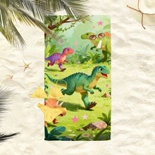 1条恐龙草地嬉戏沙滩巾，超柔软纤维超大沙滩毯，超强吸水浴巾，适合旅行、游泳池、潜水、冲浪、瑜伽、露营，多种尺寸可选，沙滩、泳池、旅行、露营、瑜伽必备用品 - 恐龍 - 查看 8