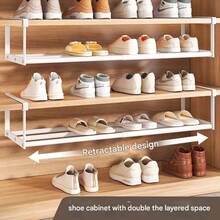 1 Piece Hanging Shoe Organizer For The Wardrobe – Expandable Shelf Organizer System For Under-Shelf Mounting – Ideal For Kitchen, Books Or For Storing And Organizing Clothes. - 查看 3