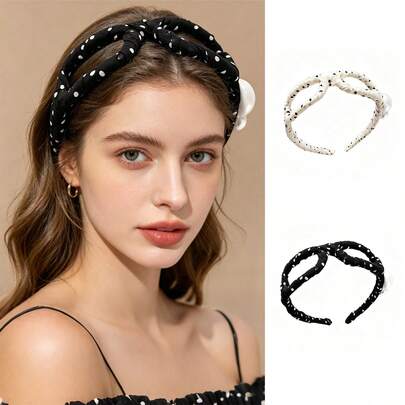 1个黑白波点眼镜框，时尚优雅的女士发箍/头带，百搭户外服饰