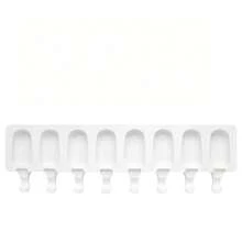 8-Cavity Silicone Ice Cream Pop Mold, Reusable, DIY Classic Ice Cream Maker - White - View 2