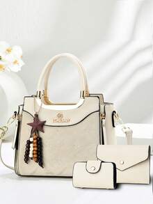 3pcs/Set Women's Embroidered Shoulder Bag, Fashion Personalized Crossbody Bag, Handbag Set - Black - View 15