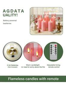 5pcs Flameless Candle Lights Set, With Timer Remote Control, Battery Operated Pink Cup Candles, Suitable For Christmas, Valentine's Day, Mother's Day, Birthday, Gift, Proposal, Wedding, Party, Festival - Pink - View 9