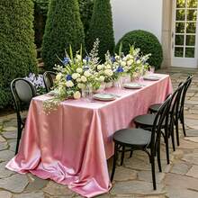 1pc Satin Tablecloth, Smooth And Lustrous Polyester Fabric, Suitable For Various Tables, Easy To Clean And Reusable, Ideal For Wedding Decoration, Outdoor Parties, Restaurants, And Family Gatherings (Sage Green) - Sage Green - View 14