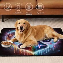 1pc Navy Daisy Chain Pattern Washable Pet Training Mat, Reusable Cat Dog Pet Mat, All-Season Pet Mat, Car Pet Mat, Furniture Pet Mat - Multicolor - View 3