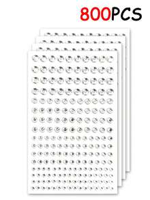 800PCS(4sheet) Gemstone Sticker Facial Diamond Sticker Acrylic Crystal Sticker - DIY Three-Dimensional Decorative Rhinestones With Adhesive Property. Easy To Operate And Suitable For Beginners(400/200PCS),Concert Look,Face Gems - Multicolor - View 7
