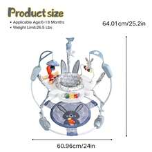 Baby Activity Center And Jumper,Infant Activity Center With 360°,3-In-1 Play Center,3 Adjustable Heights For 6-18 Months Max Weight 26.5 Lbs - 灰兔 - 查看 2