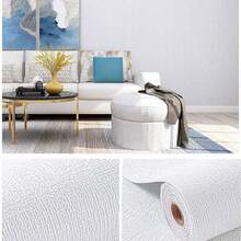 1/5Roll Peel & Stick 3D Linen Wallpaper - Waterproof, Removable Contact Paper For Living Room, Bedroom, Kitchen, Dorm Decor - Easy Apply Solid Color Wall Sticker Rolls - Flax - View 8
