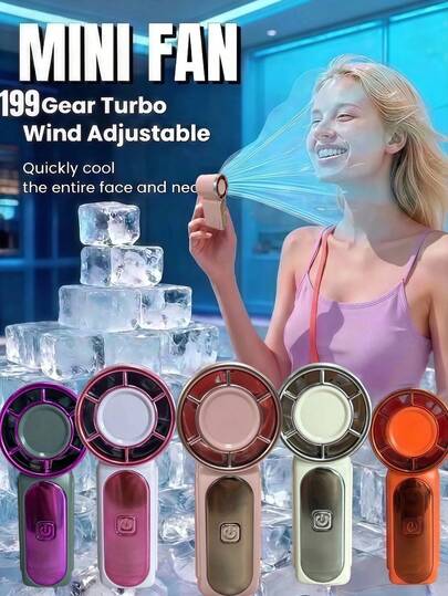 新款迷你手持风扇 - 199档风速可调，40000转/秒功率数字显示，USB充电，X688迷你手持风扇，遥控迷你户外超冷设备，涡轮风扇，适用于夏季、户外、露营、旅行、海滩、运动、办公室、大学课程、海滩、游泳池、聚会、日常及其他场合，随时随地保持凉爽，清凉神器，节日必备