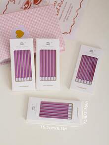 6 piezas Palo largo de cumpleaños pastel velas - Morado - Ver 10