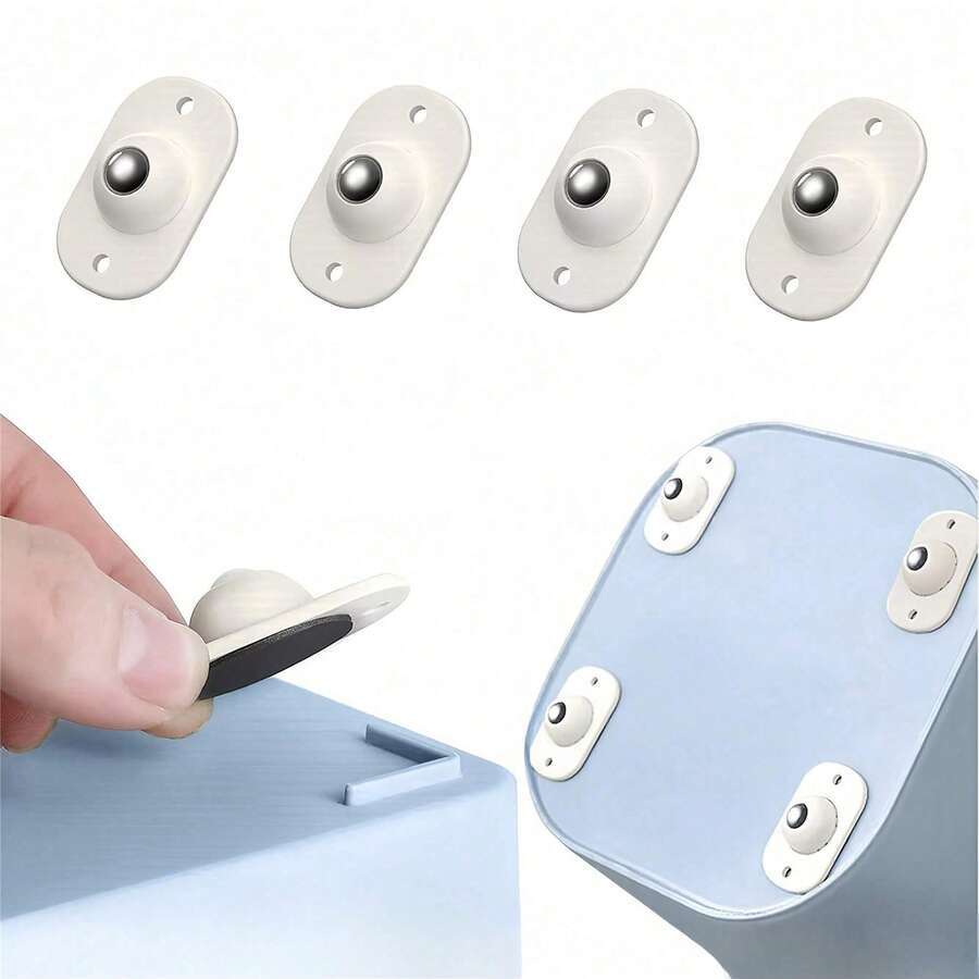 4pcs Self-Adhesive Movable Casters, Metal Plastic Furniture Swivel Wheels, No Drilling Multi-Purpose Rotating Universal Casters, Suitable For Coffee Tables And Light Furniture