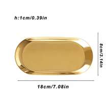 Gold Stainless Steel Oval Tray, High-End Jewelry Display Stand, Cosmetic Storage Organizer, Multi-Purpose Trinket Dish - Gold - View 2