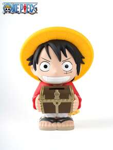 TOEI ANIMATION 1 pièce Tirelire officielle One Piece avec figurine version Q et design de coffre au trésor. Tirelire en PVC pour épargner, décoration de bureau et collection de fans. Cadeau parfait pour les passionnés de One Piece - Multicolore - Voir 9