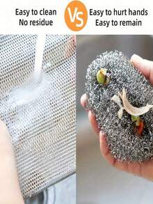 2件套金属网锅刷，钢丝海绵清洁垫，不刮伤厨房清洁布，多件装厨具清洁工具 - 方形 - 查看 7