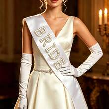 1pc White Pearl Bride Sash, Suitable For Bachelorette Party Decoration, Bridal Shower Gift, Bride-To-Be Decor - trắng - Xem 1