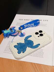 Disney Has Authorized, Phone Case - Chain Set, The Stitch Lilo & Stitch Phone Case Plus A Silicone 3D Or Fluffy Style Stitch Bracelet With Metallic Ring Removable Bracelet, Stitch And Angel Pattern, Compatible With Iphone 17/16/15/14/13/12/11/XS/XR/X Plus Pro Max, Wavy Design Phone Case For Girl, A Stylish Cartoon Summer Phone Case, The Perfect Gift Choice, Phone Protection, Durable Phone Cover, Great Gift For Friends And Family - 白色款式A - 查看 5