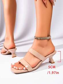 Teenage New Low Heel Sandals Vintage Exquisite Fashion Elegant Shoes High Heel Sandals Suitable For Various Outfits Black High Heels Beige High Heels Burgundy High Heels Khaki High Heels - Apricot - View 8