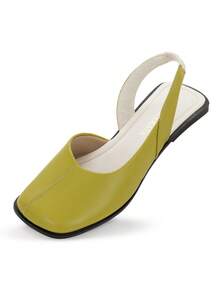 Women's Slingback Flat Shoe, Green, Macerata, Square Toe, Ballerina Style, Elegant, Comfortable, . Ref: R-150 - 綠色 - 查看 4