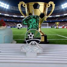 FIFA世界杯足球主题数字生日蜡烛，闪光绿白足球图案蛋糕装饰，适合体育迷派对用品、庆祝活动配件、周年纪念装饰品、比赛日进球特别活动装饰 - 彩色 - 查看 14