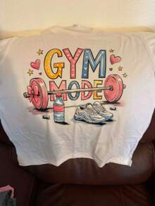Pure Cotton Gym Mode On T-Shirt, Funny Fitness T-Shirt, Motivational Workout T-Shirt, Fitness T-Shirt, Workout Clothes, Gym T-Shirt, Gift For The Gym - 白色 004 - 查看 3