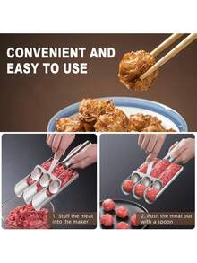 1pc 304 Stainless Steel Non-Stick Meatball Maker Tool, Multifunctional Kitchen Tool For Making Perfect Meatballs, Dough And Rice Balls - Silver - View 10