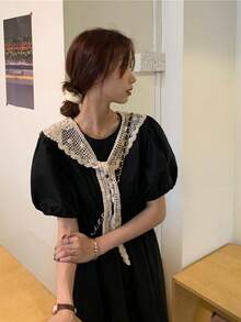 1pc Delicate Lace Crochet Triangular Shawl, Versatile Elegant Collar Accessory For Spring & Summer,Graduation Outfit,Disco - Multicolor - View 5