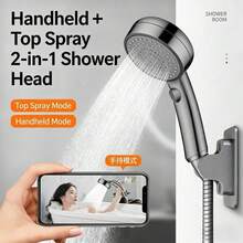 Vòi sen cầm tay áp lực cao, vòi phun tiết kiệm nước mạnh mẽ với lưu lượng nước điều chỉnh được, không kèm ống dẫn và giá đỡ, thích hợp cho phòng tắm. - YG003 - Xem 2