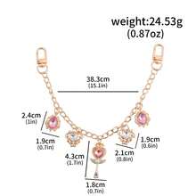 1 pièce Porte-clés pendentif baguette magique en forme de cœur avec strass et pierre précieuse rose, breloque de voiture dorée, accessoire de sac pour femme, cadeau - Multicolore - Voir 10