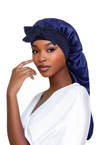 Long Satin Bonnet For Braids,Anti-Frizz Sleep Cap , Extra Large Sleep Cap With Bow Tie, Adjustable Hair Bonnet For Curly Hair, Locs & Long Hair - Multicolor - View 9