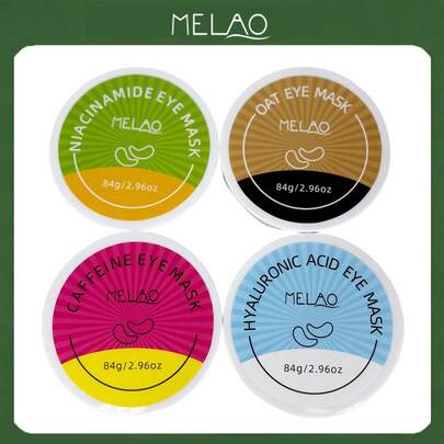  4 In 1 Eye Mask Set, MELAO Eye Mask Collection With Niacinamide, Hyaluronic Acid, Caffeine & Oat, For Dark Circles, Puffiness, Hydration & Soothing, 84g Each, Travel Size