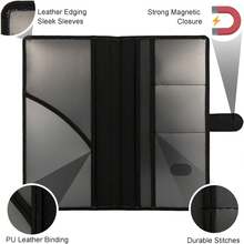 Premium Leather Car Document Holder With Magnetic Closure - Keep Your Registration, Insurance, Driver's License, And Cards Organized In Your Glove Box - Sleek Black Design - Black - View 2