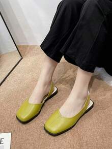 Women's Slingback Flat Shoe, Green, Macerata, Square Toe, Ballerina Style, Elegant, Comfortable, . Ref: R-150 - 綠色 - 查看 2
