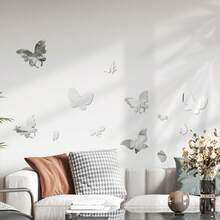 OUTANA Hình dán tường hình bướm bằng acrylic tự dính, có thể tháo rời, thích hợp làm quà tặng tốt nghiệp, trang trí phòng ngủ, phòng khách, đám cưới. Có các màu vàng, bạc và đen. - kiểu A - Xem 2