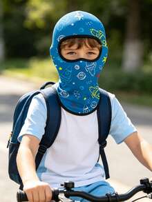 1 pieza Máscara facial cálida para niños - Máscara facial completa transpirable con protección solar adecuada para ciclismo y deportes al aire libre - 1 pieza de estampado para niños - Ver 7