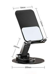 360° Rotatable Metal Desktop Phone Stand, Height Adjustable Foldable Lazy Holder For Live Streaming, Video Watching, Compatible With Mobile Phones & Tablets - A - View 2