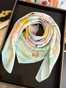1 pieza Pañuelo de satén con estampado de boceto floral acuarela de 65x65cm, chal ligero y de múltiples usos para el cuello, versátil para todo el año para salidas diarias, fiestas, viajes y vacaciones - Multicolor - Ver 9
