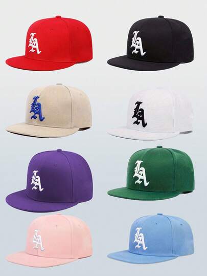 1pc Unisex "LA" Letter Embroidered Adjustable Snapback Baseball Cap, Suitable For Outdoor Sports, Hiking, Casual Daily Wear, Streetwear, Available In Multiple Colors