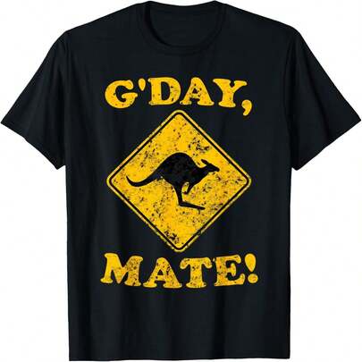 Vintage G'Day Mate Kangaroo Street Sign Australia Aussie Roo T-Shirt