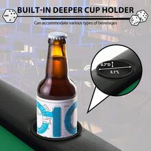 Mesa de póker ovalada plegable de 71" para 8 personas - Mesa de juego de calidad de casino con bordes acolchados, estructura de acero resistente, portavasos - Mesa portátil para Texas Holdem, Blackjack y Dominó - Azul/Verde - PU negro + base verde - Ver 1