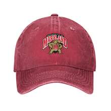 Maryland Terrapins Logo 1996 Men Women Washed Distressed Twill Cotton Baseball Cap Vintage Adjustable Dad Hat - 紅色 - 查看 1