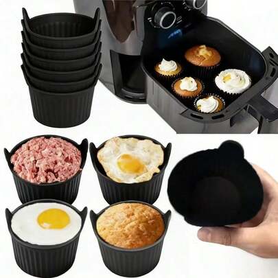4pcs Premium Silicone Air Fryer Baking Molds - Non-Stick, Muffin Cups For Eggs, Cupcakes, Pancakes, Pudding, Custard, Durable Silicone Material, Great For Cooking/Healthy Cooking, No Electricity Required, Suitable For Home Kitchen/All Air Fryer Models/Health-Conscious People, Essential Baking Accessory