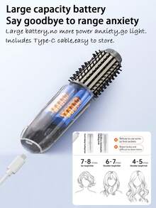 Wireless Hair Straightener Brush With LCD Display, Mini Curling Iron With 3 Temperature Settings, Anti-Scald Rechargeable Curling Wand, Anti-Frizz Fast Heating For Daily Styling And Travel - Multicolor - View 11