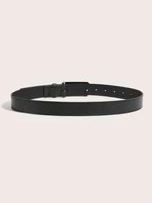 1pc Women's Silver Buckle Classic PU Leather Belt, Fashionable For Commuting, Vacation, Matching Dresses And Pants, Suitable For Dates, Parties, And Daily Wear - Black - View 3