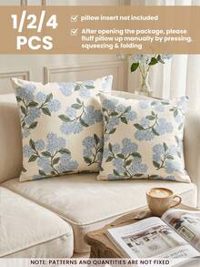 1/2/4pcs Blue Floral Pattern Throw Pillow Covers, Soft Decorative Cushion Covers, Bedding, Single-Sided Printed Design With Zipper, Suitable For Sofa, Bed, Bedroom, Living Room Home Decor, Breathable & Skin-Friendly, Comfortable Textiles, OEKO-TEX Certified - Multicolor - View 3