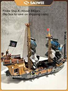 SALYWEE 3D Pirate Ship Puzzle,Building Blocks ,Classic Movie Ship Models,Legends Of The Nautical Age,Captain Jack,Family Interactive Toys,Assembly DIY Model,Creative Birthday Gift,Tabletop Game Toys - Multicolor - View 3